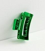 New Look Green Metallic Rectangle Bulldog Claw Clip